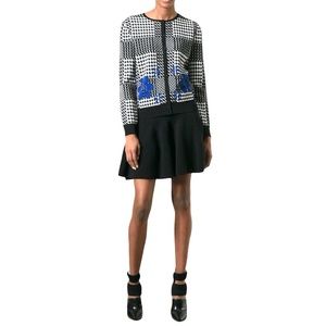 ALEXANDER McQUEEN PRINCE OF WALES JACQUARD FLORAL KNIT CARDIGAN SIZE M